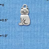 C3772 tlf - 2-D Silver Fat Cat - Silver Charm (2 per package)