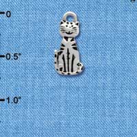 C3773 tlf - 2-D Striped Cat - Silver Charm (2 per package)