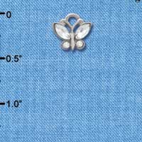 C3780 tlf - Mini Butterfly with Frosted Clear Resin Wings & Clear Swarovski Crystals - Silver Charm (6 per package)