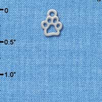 C3807 tlf - Mini Open Silver Paw - Silver Charm (6 per package)