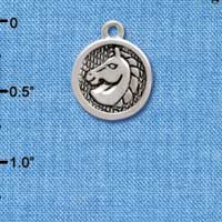 C3809 tlf - 2-D Classic Horse Head in Disc - Silver Charm (2 per package)