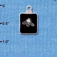 C3812 tlf - Bee on Black Pendant with Silver Frame - Silver Charm (6 per package)
