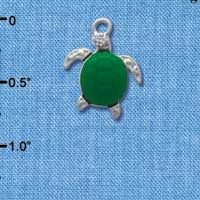 C3820 tlf - Silver Sea Turtle with Green Resin Shell - Silver Charm (6 per package)