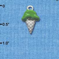 C3823 tlf - 2-D Pistachio Ice Cream Cone - Silver Charm (6 per package)