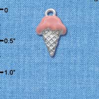 C3824 tlf - 2-D Strawberry Ice Cream Cone - Silver Charm (6 per package)