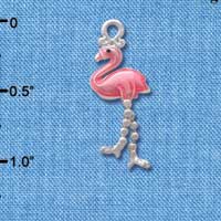 C3835 tlf - Flamingo with Dangle Legs - Silver Charm (2 per package)