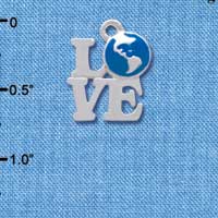 C3869 tlf - Silver Love with Enamel Earth Globe - Silver Charm (6 per package)