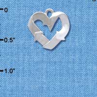 C3870 tlf - Silver Recycle Arrow Heart - Silver Charm (6 per package)