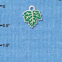 C3878 tlf - Small Green Leaf - 2 Sided - Silver Charm (6 per package)