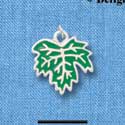 C3879 tlf - Medium Green Leaf - 2 Sided - Silver Charm (6 per package)