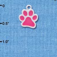 C3888 tlf - Medium Translucent Pink Paw - 2 Sided - Silver Charm (6 per package)