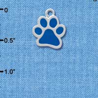 C3890 tlf - Medium Translucent Royal Blue Paw - 2 Sided - Silver Charm (6 per package)