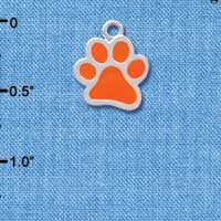 C3893 tlf - Medium Translucent Orange Paw - 2 Sided - Silver Charm (6 per package)