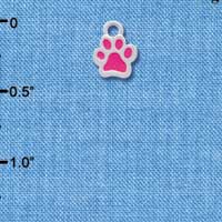 C3894 tlf - Mini Translucent Pink Paw - 2 Sided - Silver Charm (6 per package)