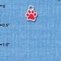 C3895 tlf - Mini Translucent Red Paw - 2 Sided - Silver Charm (6 per package)