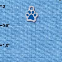 C3896 tlf - Mini Translucent Royal Blue Paw - 2 Sided - Silver Charm (6 per package)