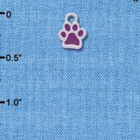 C3898 tlf - Mini Translucent Purple Paw - 2 Sided - Silver Charm (6 per package)