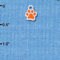 C3899 tlf - Mini Translucent Orange Paw - 2 Sided - Silver Charm (6 per package)