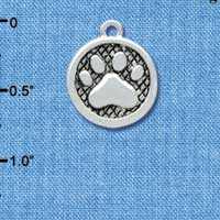 C3902 tlf - Paw in Circle - 2 Sided - Silver Charm (6 per package)
