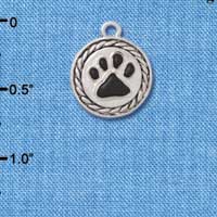 C3904 tlf - Black Paw in Rope Border - Silver Charm (6 per package)