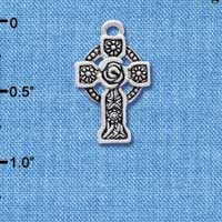 C3905 tlf - Large Silver Celtic Cross - Silver Charm (6 per package)