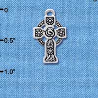 C3905 tlf - Large Silver Celtic Cross - Silver Charm (6 per package)