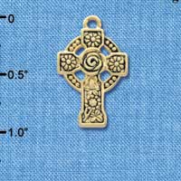 C3906 tlf - Large Gold Celtic Cross - Gold Charm (6 per package)
