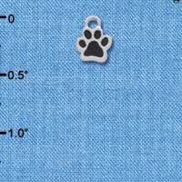 C3907 tlf - Mini Black Paw - 2 Sided - Silver Charm (6 per package)