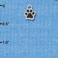 C3907 tlf - Mini Black Paw - 2 Sided - Silver Charm (6 per package)