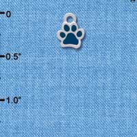 C3909 tlf - Mini Translucent Navy Paw - 2 Sided - Silver Charm (6 per package)
