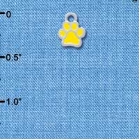 C3910 tlf - Mini Translucent Yellow Paw - 2 Sided - Silver Charm (6 per package)