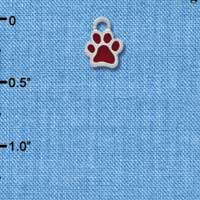 C3911 tlf - Mini Translucent Maroon Paw - 2 Sided - Silver Charm (6 per package)