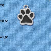 C3912 tlf - Medium Black Paw - 2 Sided - Silver Charm (6 per package)