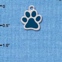 C3914 tlf - Medium Translucent Navy Paw - 2 Sided - Silver Charm (6 per package)