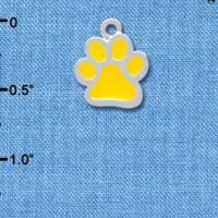 C3915 tlf - Medium Translucent Yellow Paw - 2 Sided - Silver Charm (6 per package)