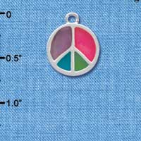 C3928 tlf - Multicolored Silver Peace Sign - Im. Rhodium Charm (6 per package)