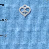 C3930 tlf - Mini Silver Heart Peace Sign - Silver Charm (6 per package)