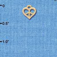C3931 tlf - Mini Gold Heart Peace Sign - Gold Charm (6 per package)