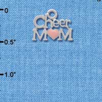 C3948 tlf - Cheer Mom with Pink Heart - Silver Charm (6 per package)