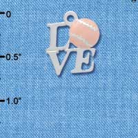 C3950 tlf - Silver Love with Pink Softball - Silver Charm (6 per package)