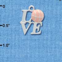 C3954 tlf - Silver Love with Pink Basketball - Silver Charm (6 per package)