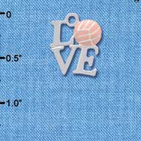 C3955 tlf - Silver Love with Pink Volleyball - Silver Charm (6 per package)