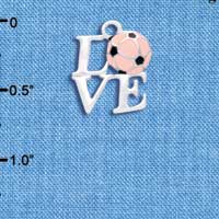 C3958 tlf - Silver Love with Pink Soccerball - Silver Charm (6 per package)