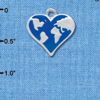 C3964 tlf - Enamel Earth Heart - Silver Charm (6 per package) (6 per package)