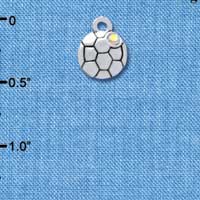 C3967tlf - Small Silver 2-D Soccerball with a AB Swarovski Crystal - Silver Charm (6 per package)