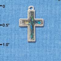C3968tlf - Abalone Shell 2-D Cross - Silver Charm (2 per package)