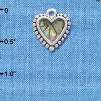 C3969tlf - Abalone Shell 2-D Heart - Silver Charm (2 per package)