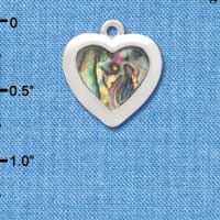 C3970 tlf - Abalone Shell Heart - Silver Charm (2 per package)