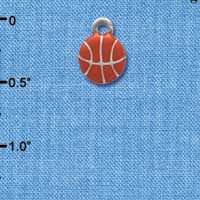 C3973 tlf - Mini Enamel Basketball - 2 Sided - Im. Rhodium Charm (6 per package)