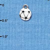 C3974 tlf - Mini Enamel Soccerball - 2 Sided - Im. Rhodium Charm (6 per package)